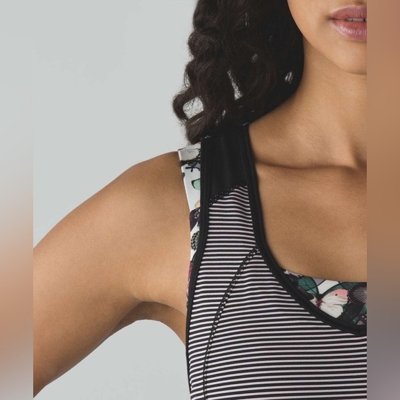 Lululemon Super Sport Tank Mini Pop Stripe Black So Fly Butterfly Multi Size XS - Picture 4 of 7